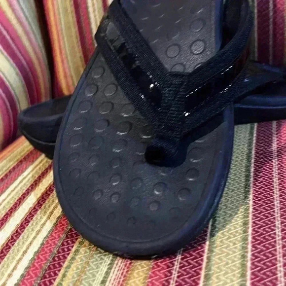 WOMENS ORTHAHEEL BLACK PATENT FLIP FLOP - Picture 2 of 13